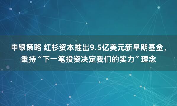 申银策略 红杉资本推出9.5亿美元新早期基金，秉持“下一笔投资决定我们的实力”理念